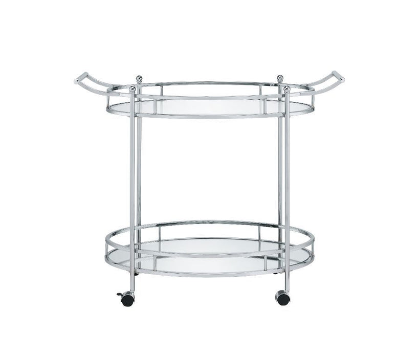 Jinx - Serving Cart - Clear Glass & Chrome Finish Unique Piece Furniture