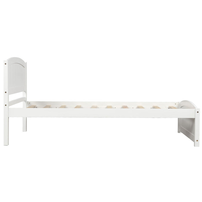 Wood Platform Bed With Headboard, Footboard And Wood Slat Support, White