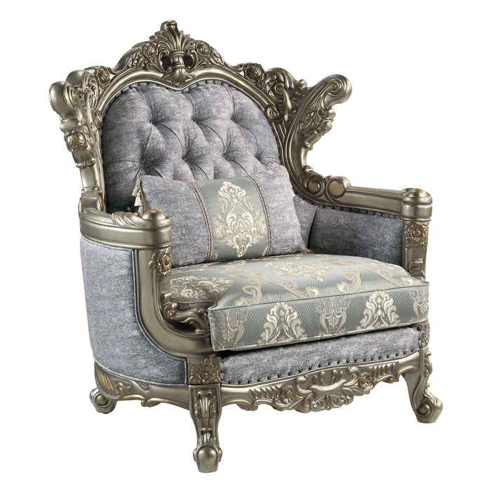 Acme Miliani Chair With Pillow, Fabric & Antique Bronze Finish