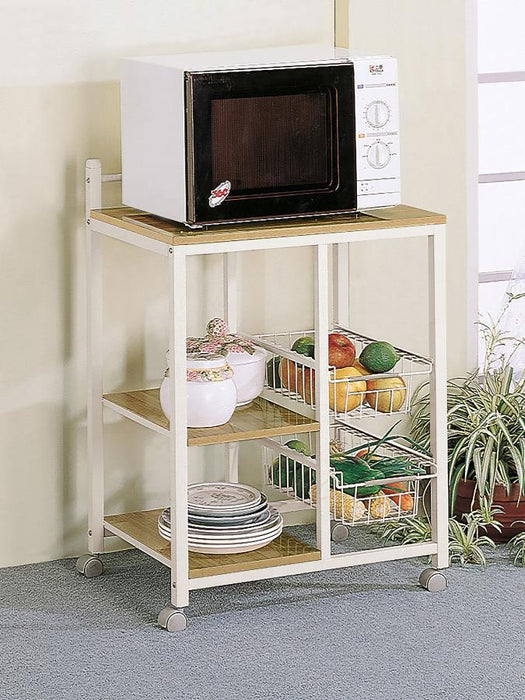 Kelvin - 2-Shelf Kitchen Cart - Natural Brown And White Unique Piece Furniture