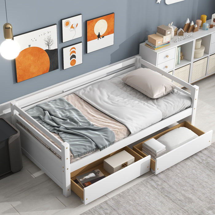 Daybed With Two Storage Drawers, White