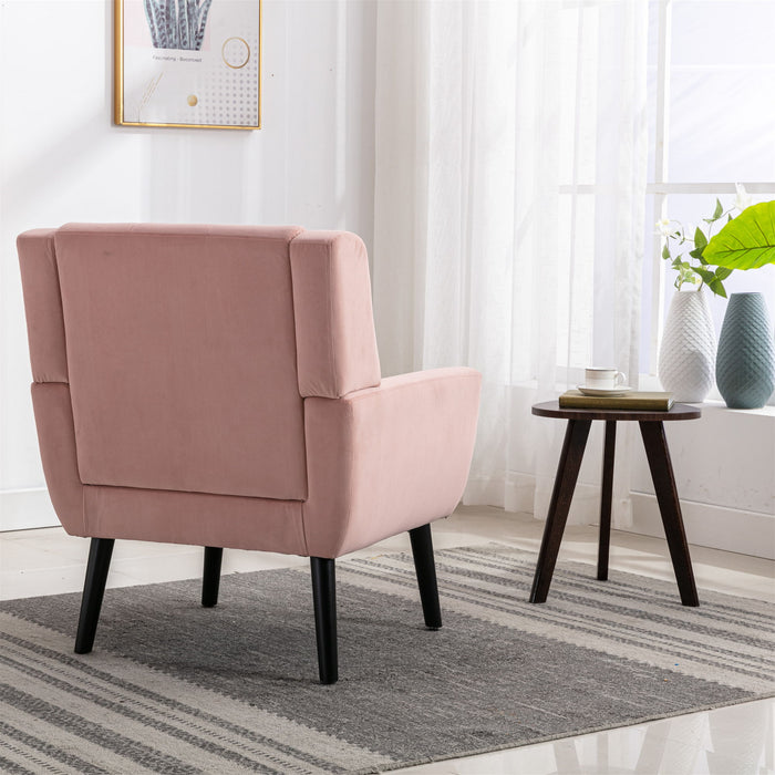 Modern Soft Velvet Material Ergonomics Accent Chair Living Room Chair Bedroom Chair Home Chair With Black Legs For Indoor Home - Pink