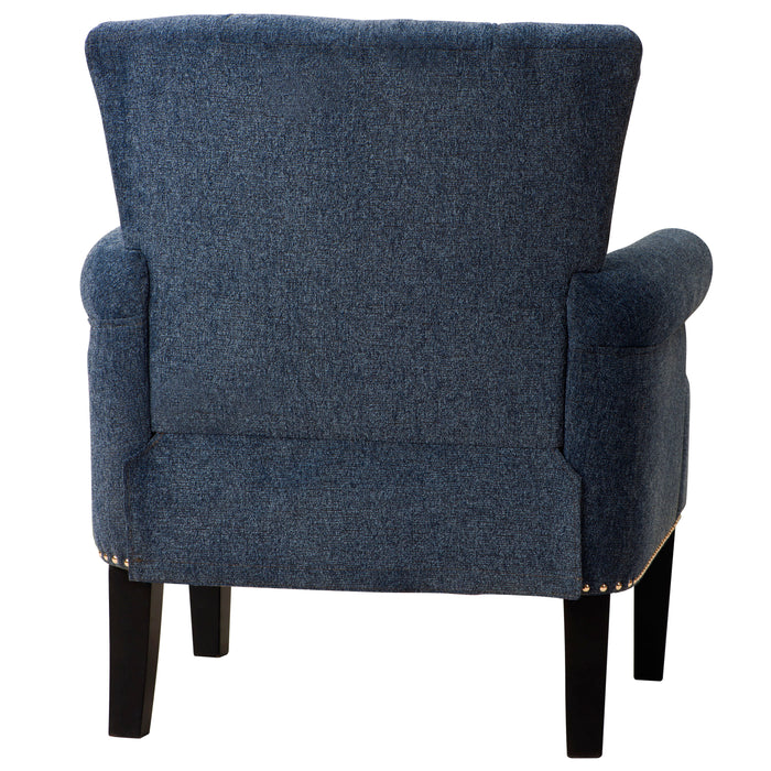 Accent Rivet Tufted Polyester Armchair, Navy Blue