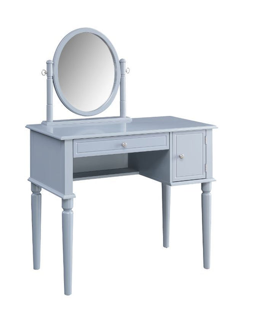 Rabila - Vanity Desk - Cream Fabric & Gray Finish Unique Piece Furniture