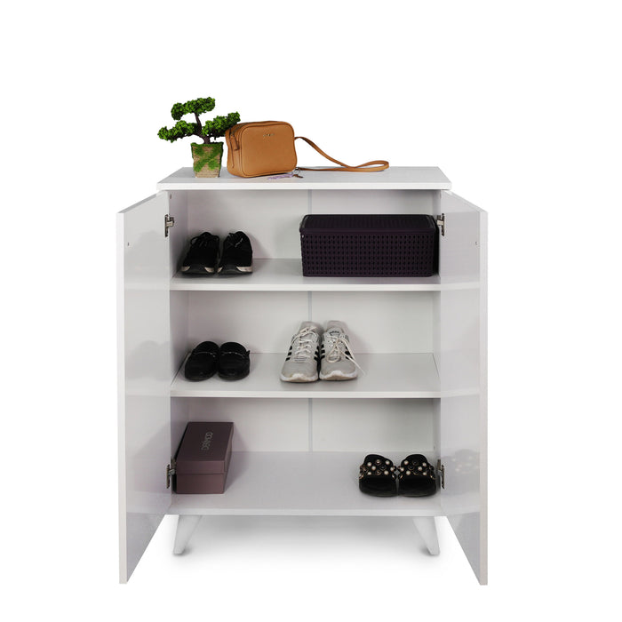 Valeria Wood Base Shoe Cabinet - White