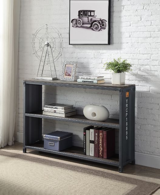 Cargo - Bookshelf - Weathered Oak & Gunmetal Finish Unique Piece Furniture