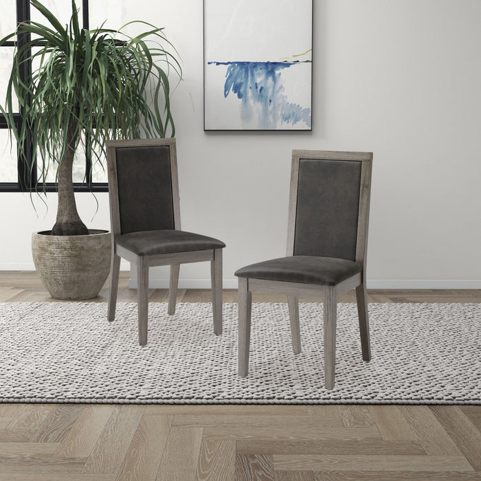 Dining Chairs (Set of 2) Wood Dining Room Chair With MDF + Sponge Back, Kitchen Room Chair Side Chair, Light Gray Base With Gray Cushion
