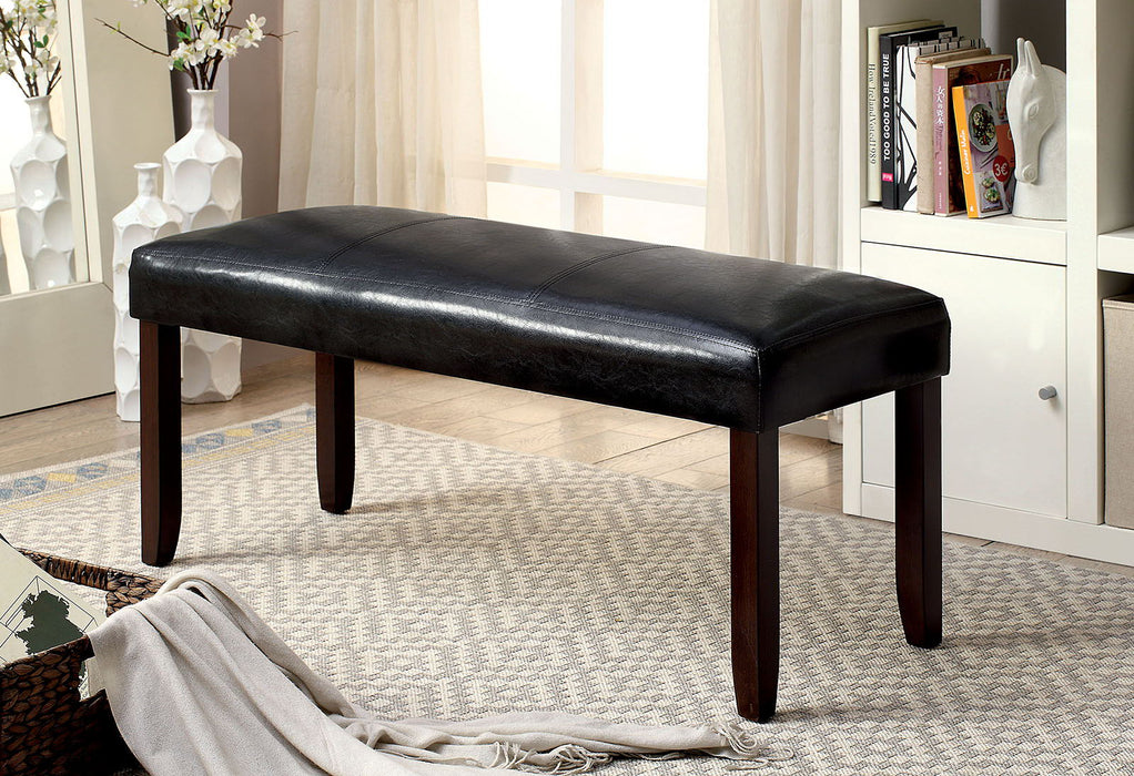 1 Piece Bench Only Dark Cherry And Espresso Padded Leatherette Upholstered Seat Solid Wood Kitchen Dining Room Furniture