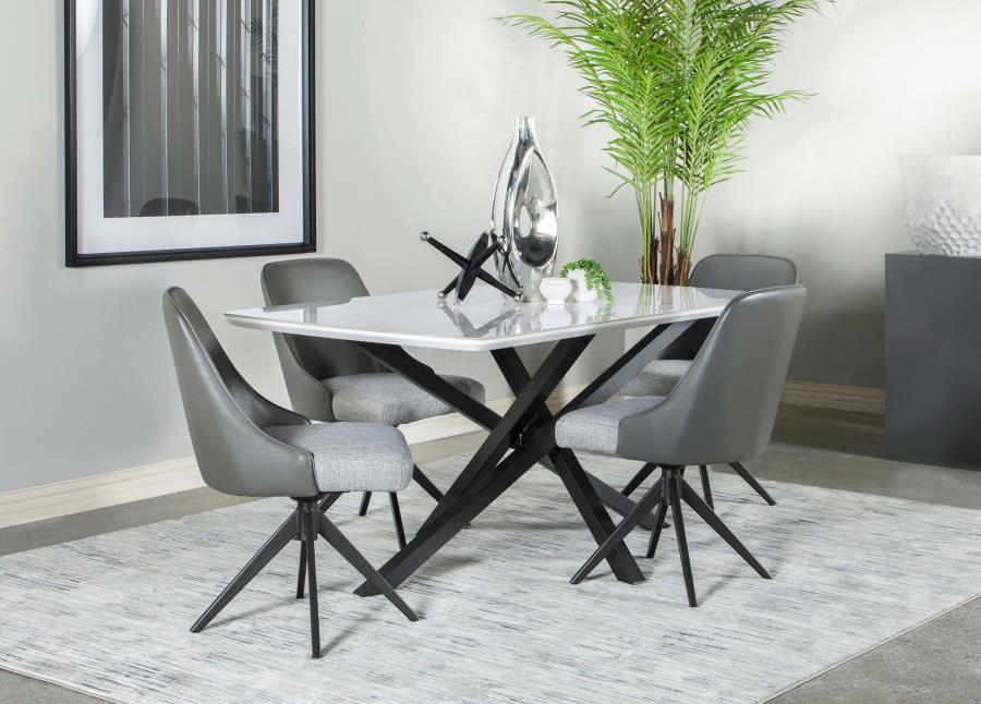 Paulita - Rectangular Dining Table - White And Gunmetal Unique Piece Furniture