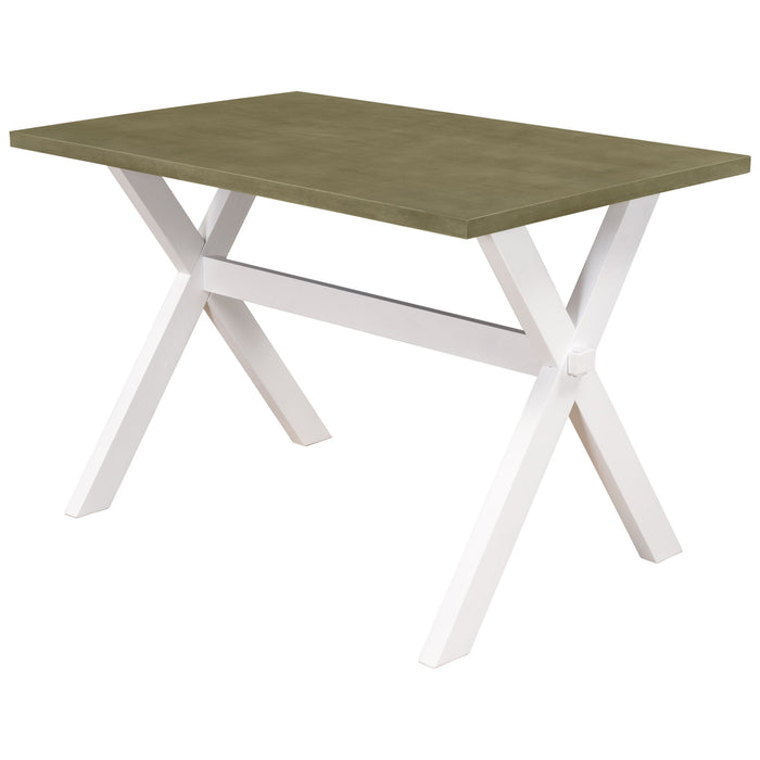 Topmax Farmhouse Rustic Wood Kitchen Dining Table With X Shape Legs - Gray Green
