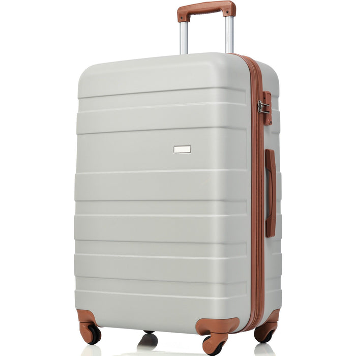 Luggage Sets New Model Expandable Abs Hardshell 3 Pieces Clearance Luggage Hardside Lightweight Durable Suitcase Sets Spinner Wheels Suitcase With Tsa Lock 20''24''28'' (Light Gray And Brown)