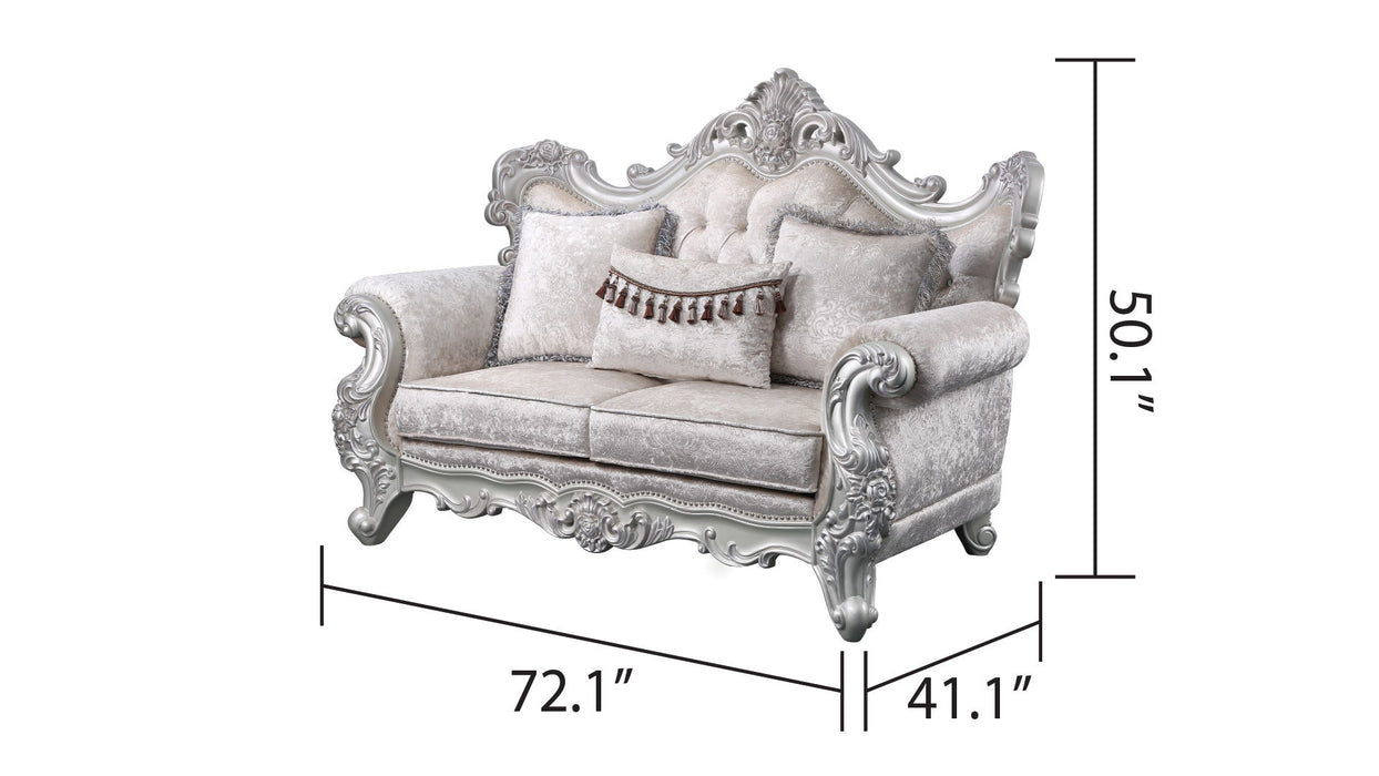 Melrose Traditional Loveseat Champagne With Silver Brush