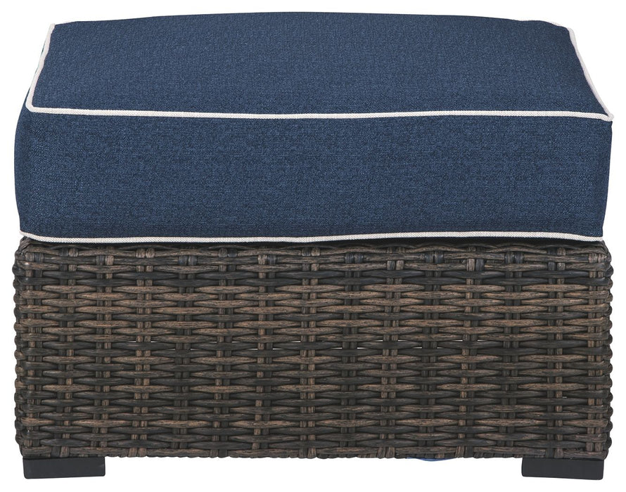 Grasson - Brown / Blue - Ottoman With Cushion Unique Piece Furniture