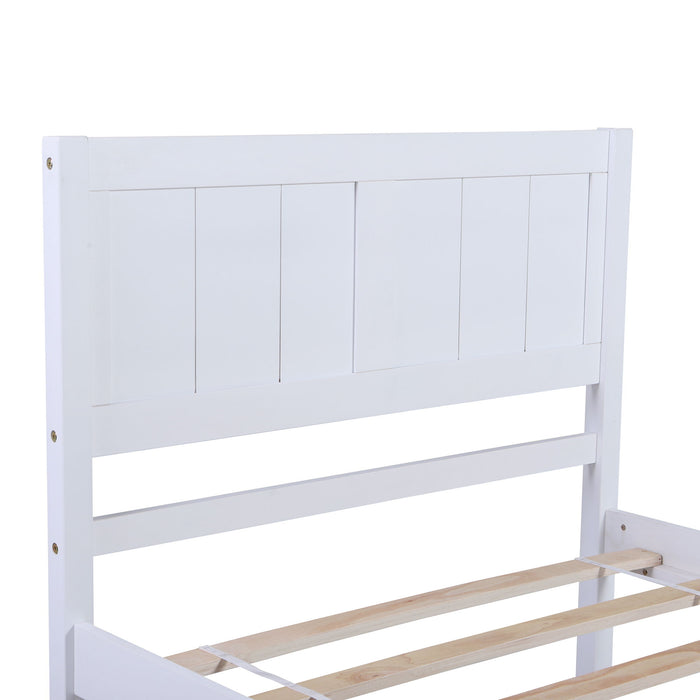Wood Platform Bed Twin Size Platform Bed With Headboard - White