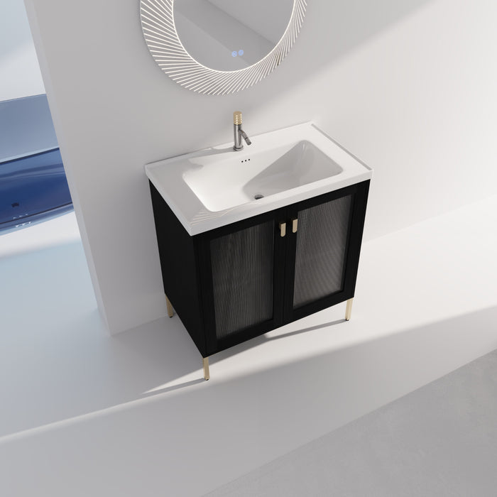 32Inch Freestanding Bathroom Vanity Plywood With Ceramic Sink, Soft Closing Door (Kd-Package)