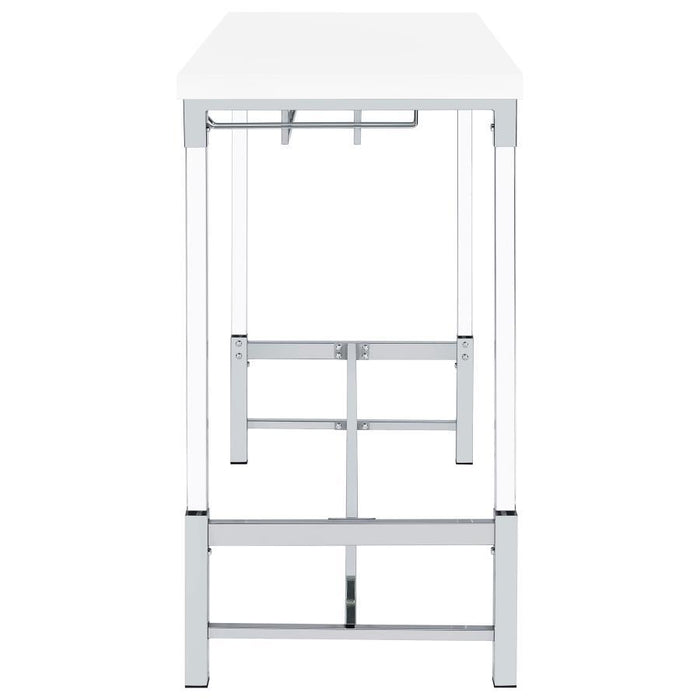 Norcrest - Acrylic Leg Bar Table - White High Gloss