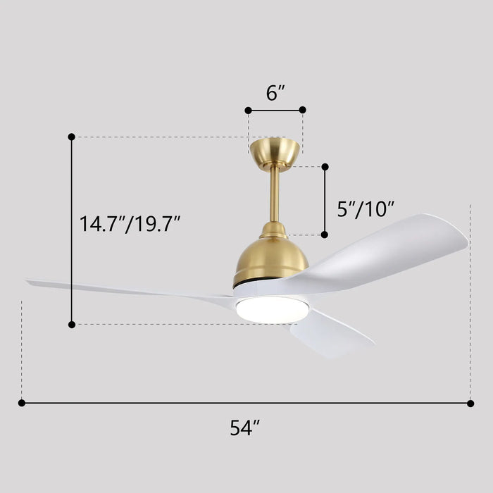 Modern Ceiling Fan With 6 Speed Remote Control Dimmable Reversible Dc Motor With Light