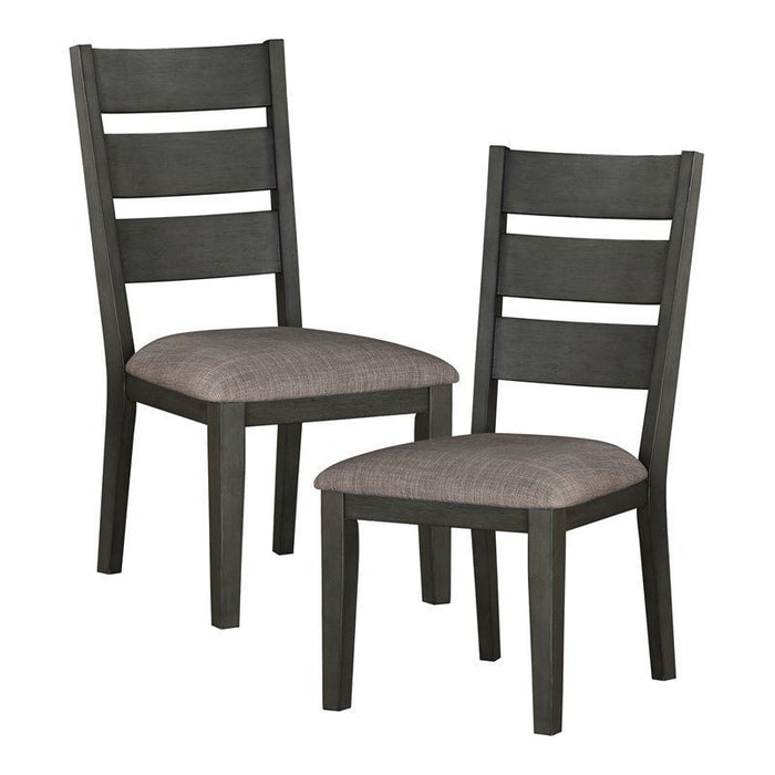 Transitional Side Chairs 2 Pieces Set Wood Frame Padded Seat Casual Look Neutral Toned Fabric