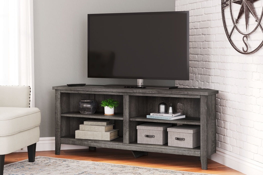 Arlenbry - Gray - Medium Corner TV Stand Unique Piece Furniture