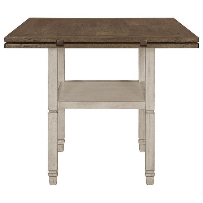 Sarasota - Counter Height Table With Shelf Storage - Nutmeg And Rustic Cream Unique Piece Furniture