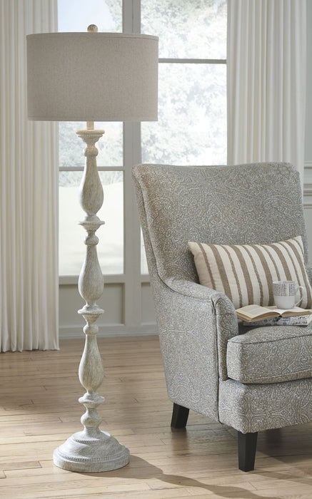 Bernadate - Whitewash - Poly Floor Lamp Unique Piece Furniture