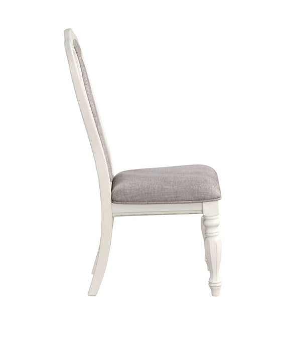 Acme Florian Side Chair (Set of 2) Gray Fabric & Antique White Finish