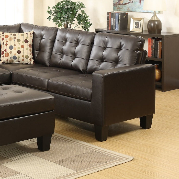 Modular Sectional W Ottoman Espresso Faux Leather 4 Pieces Sectional Sofa LAF And RAF Loveseat Corner Wedge Ottoman Tufted Cushion Couch