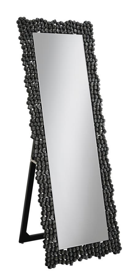 Mckay - Textural Frame Cheval Floor Mirror - Silver And Smoky Gray Unique Piece Furniture