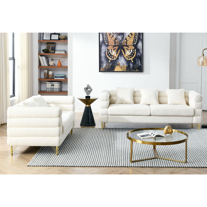 3 Seater / 2 Seater Combination Sofa White Teddy (Ivory)