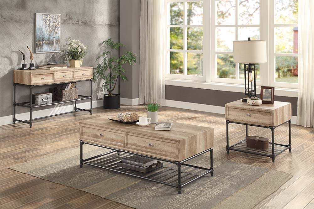 Brantley - Coffee Table - Oak & Sandy Black Finish Unique Piece Furniture