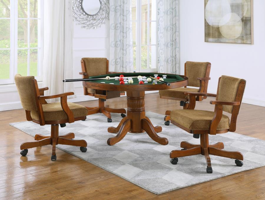Mitchell - 5 Piece Game Table Set - Amber And Brown