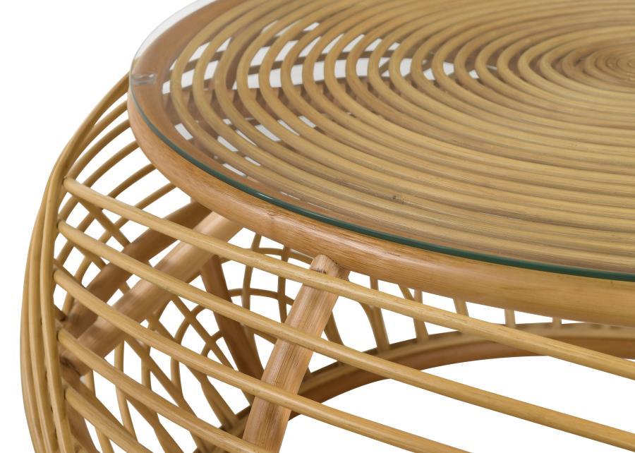 Dahlia - Round Woven Rattan Coffee Table - Natural Unique Piece Furniture