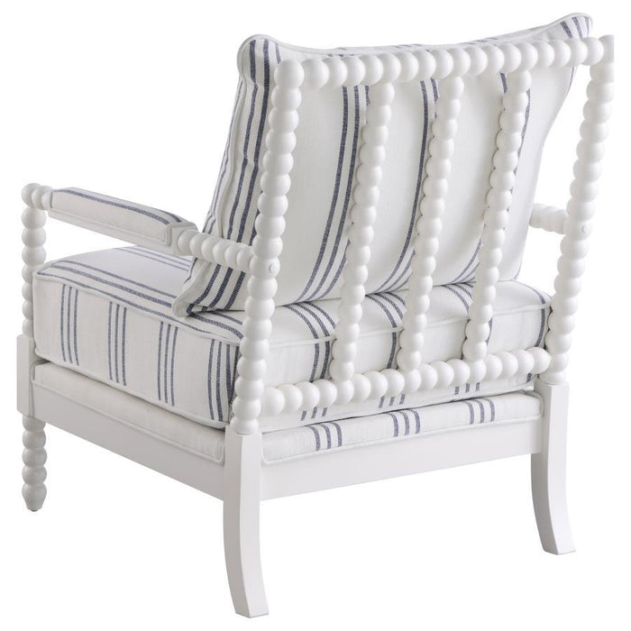 Blanchett - Upholstered Accent Chair With Spindle Accent - White And Navy Unique Piece Furniture