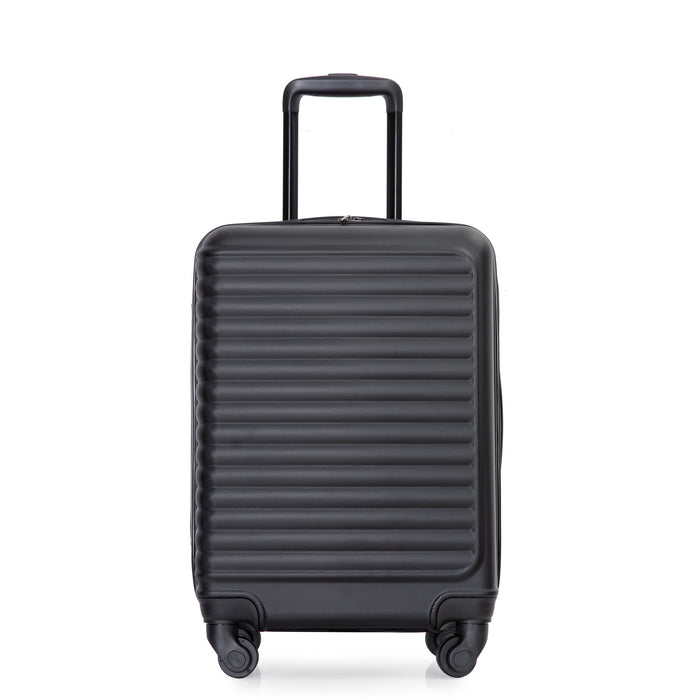20" Carry On Luggage Lightweight Suitcase, Spinner Wheels, Black