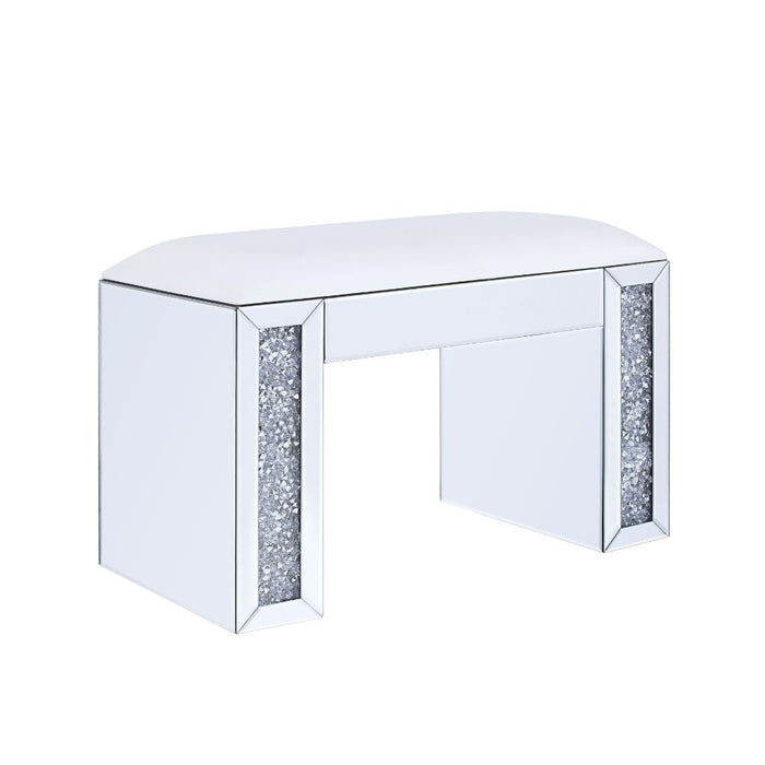 Noralie - Vanity Stool - PU, Mirrored & Faux Diamonds Unique Piece Furniture