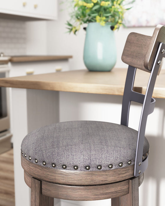 Caitbrook - Gray - Tall Uph Swivel Barstool Unique Piece Furniture