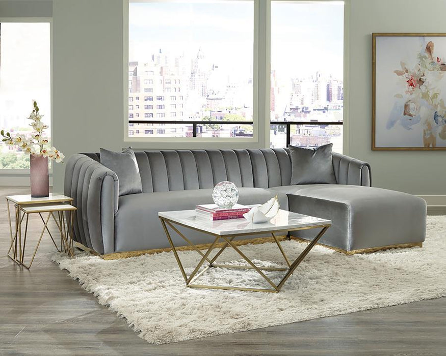 Meryl - Square Coffee Table - White And Gold Unique Piece Furniture