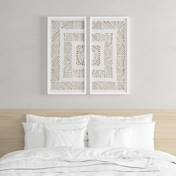 Framed Geometric Rice Paper Panel (Set of 2) Shadowbox Wall Decor Set