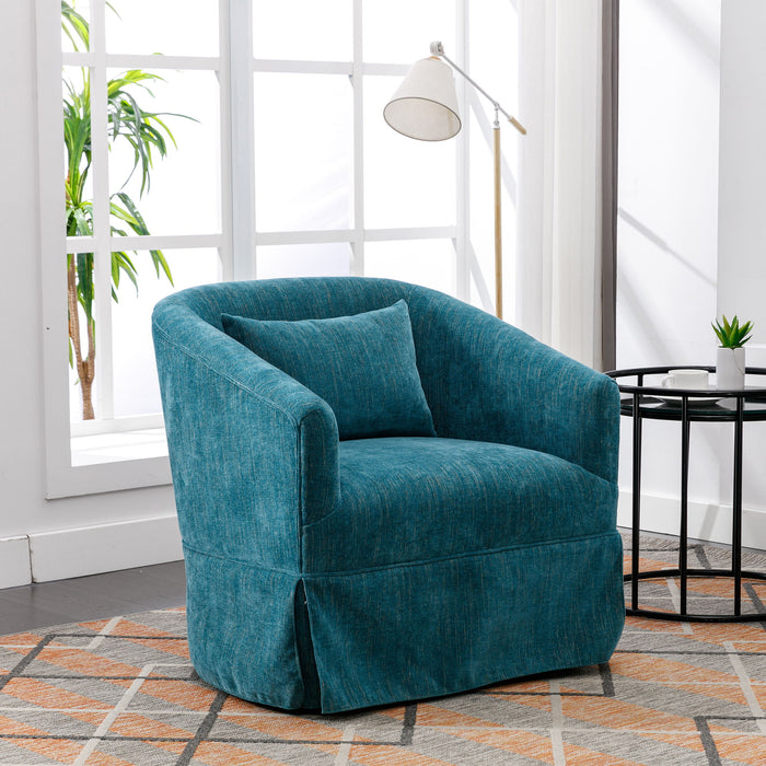 360 Degree Swivel Accent Armchair Linen Blend Green