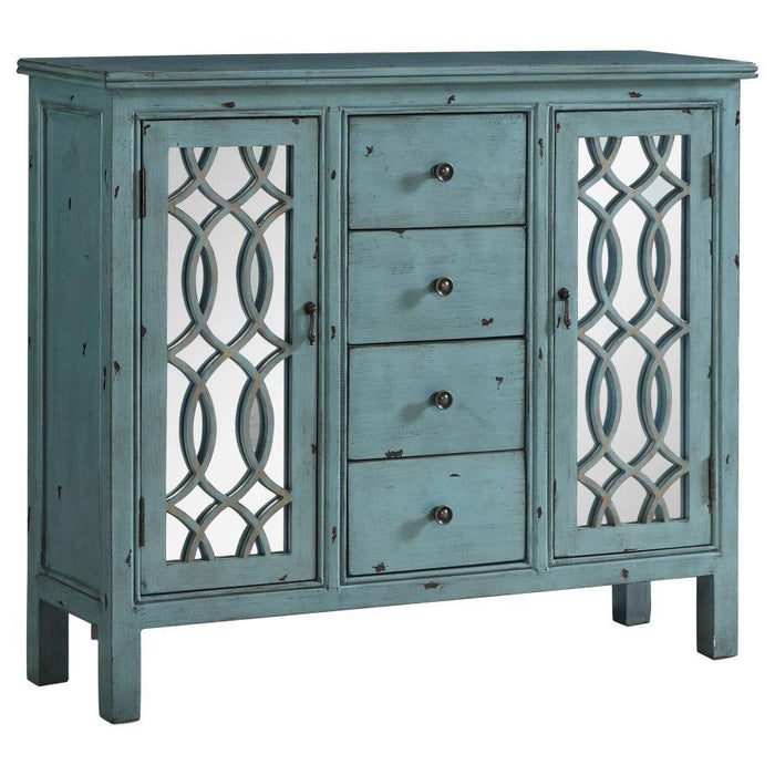 Rue - 4-Drawer Accent Cabinet - Antique Blue Unique Piece Furniture