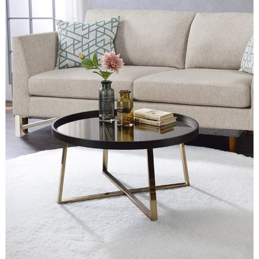 Hepton - Coffee Table - Mirrored, Walnut & Champagne Unique Piece Furniture