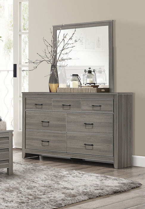 Dark Gray Finish Transitional Look 1 Piece Dresser Of 7 Drawers Industrial Rustic Modern Style Bedroom Furniture