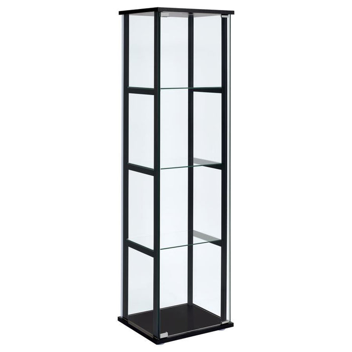 Cyclamen - 4-Shelf Glass Curio Cabinet - Black And Clear Unique Piece Furniture