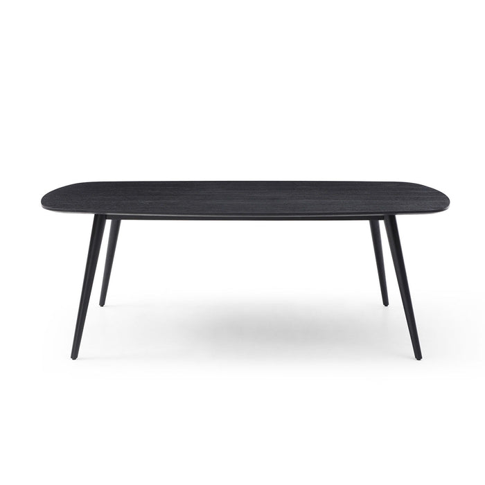 70.87 Inch Rectangular Dining Table Black Oak Finished Ash Veneer Top 8 Persons