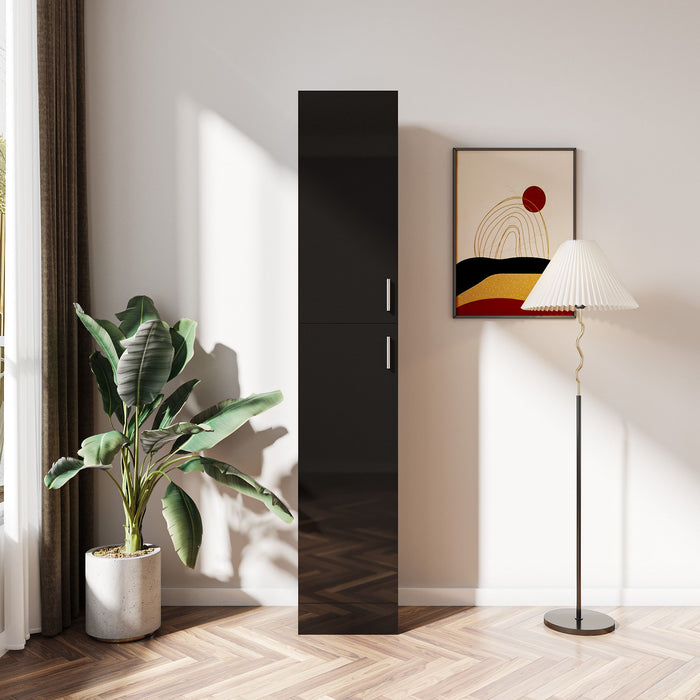 Freestanding Cabinet With Inadjustable Shelves And Two Doors For Kitchen - Black