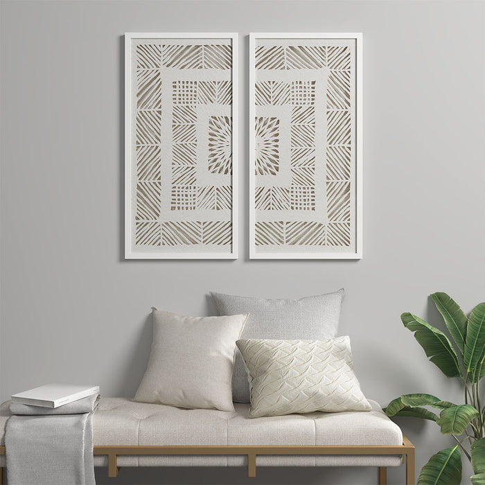 Framed Geometric Rice Paper Panel (Set of 2) Shadowbox Wall Decor Set