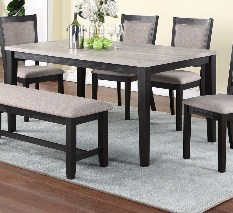 Contemporary Dining 6 Piece Set Table 4 Side Chairs And Bench Padded Upholstered Cushion Seats Chairs Solid Wood And Veneers Dining Room Furniture