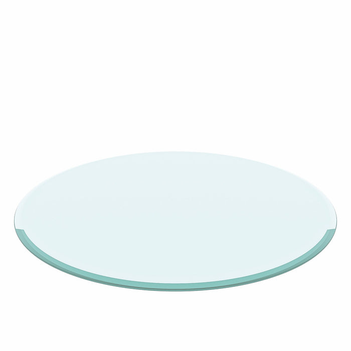 32" Round Tempered Glass Table Top Clear Glass 3 / 8" Thick BeveLED Polished Edge