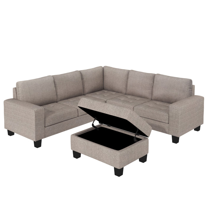 Orisfur. Sectional Corner Sofa Shape Couch Space Saving With Storage Ottoman & Cup Holders Design For Large Space Dorm Apartment