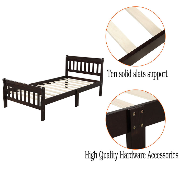 Wood Platform Bed Twin Bed Frame Panel Bed Mattress Foundation Sleigh Bed With Headboard/Footboard/Wood Slat Support
